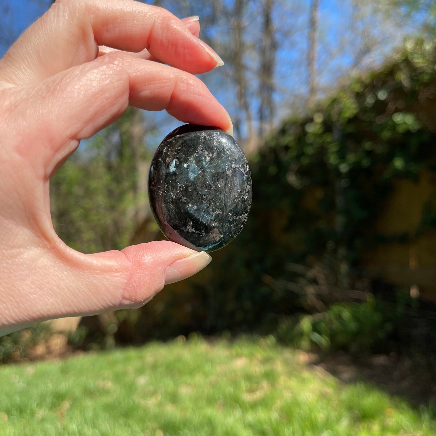 Larvikite Palm Stone - Healing Stone Beings