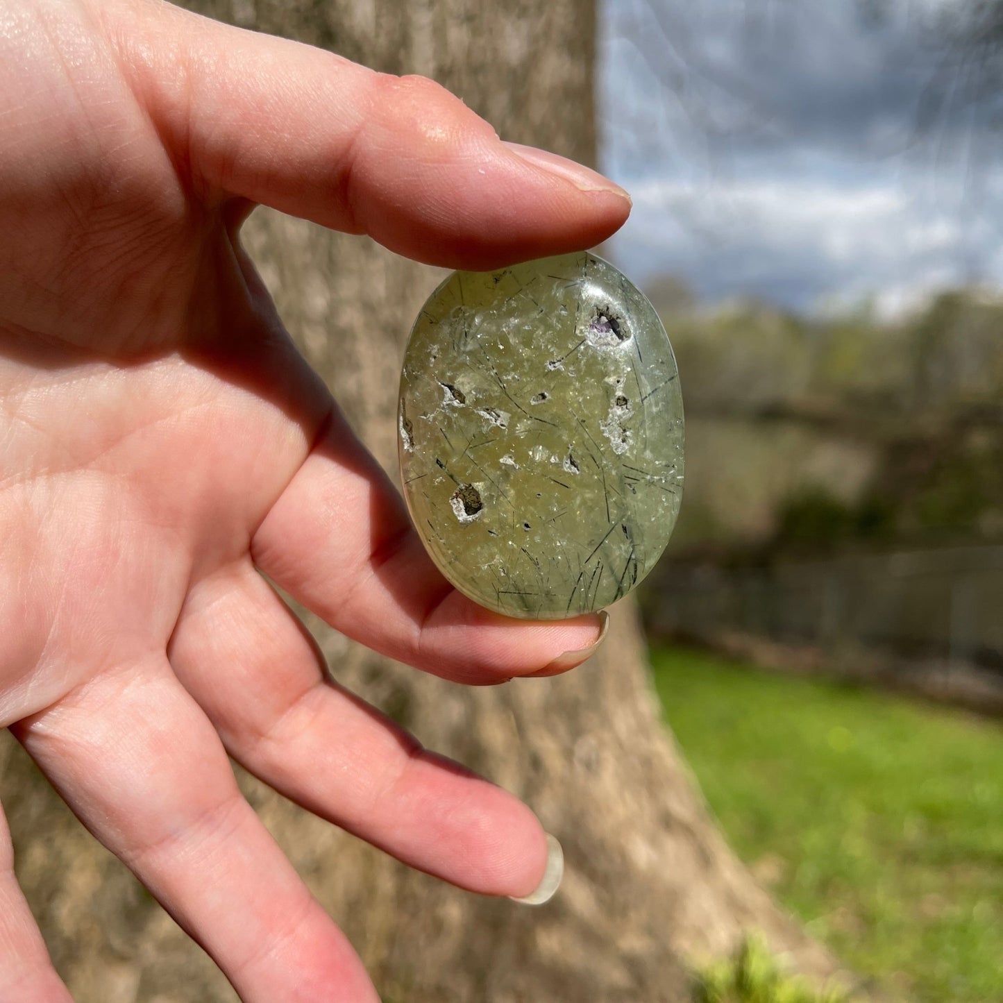 Prehnite Palm Stone - Healing Stone Beings