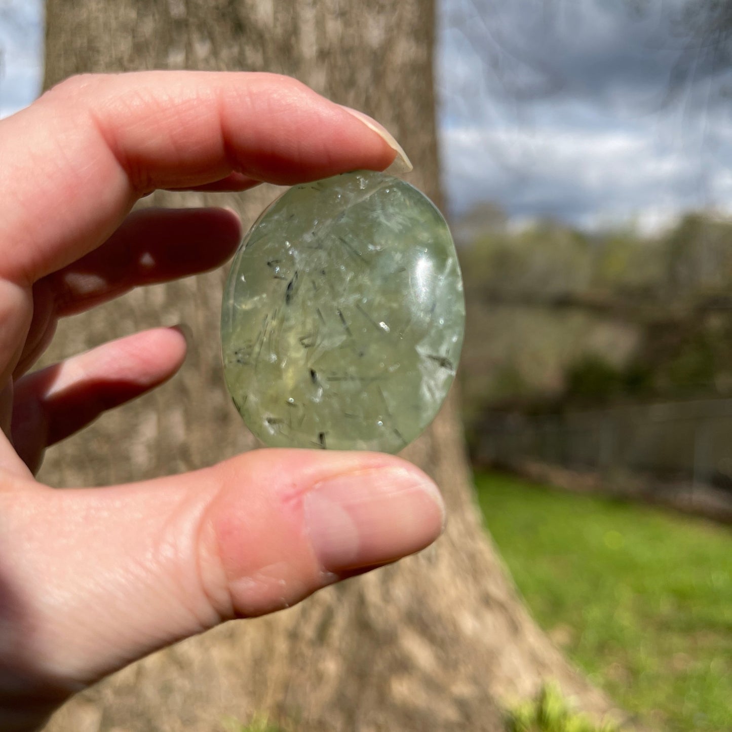 Prehnite Palm Stone - Healing Stone Beings