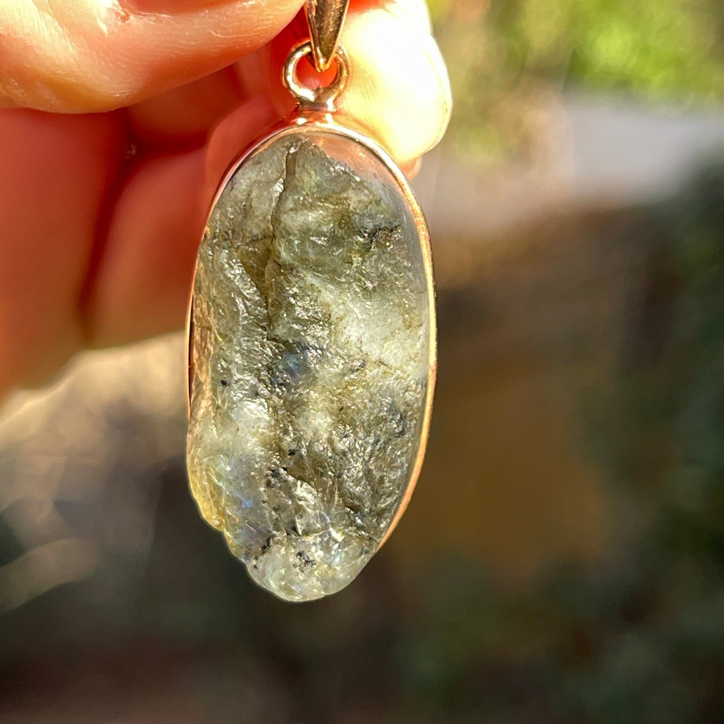 Raw Labradorite Pendants in Copper - Long Oval - Healing Stone Beings
