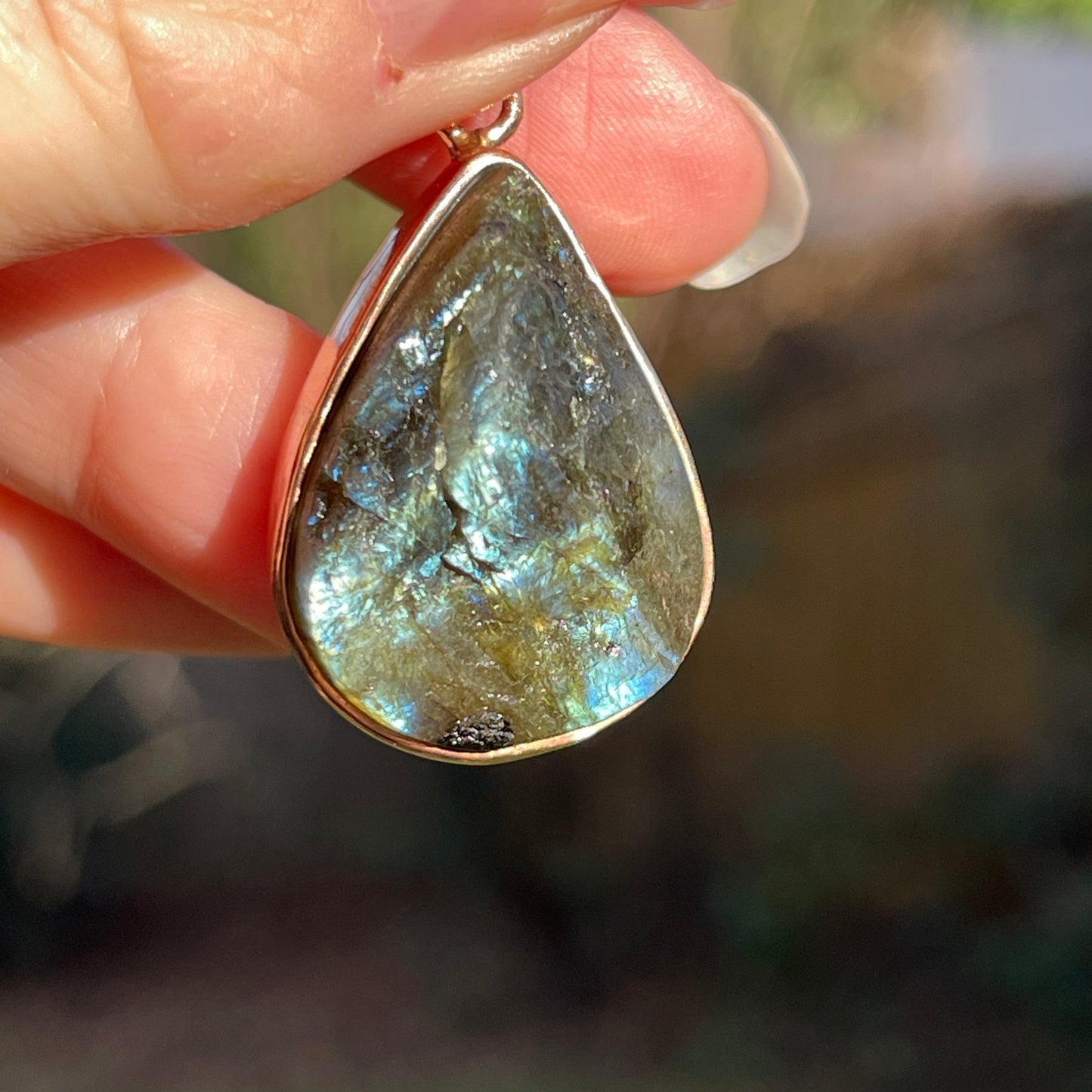 Raw Labradorite Pendants in Copper - Tear Drop - Healing Stone Beings