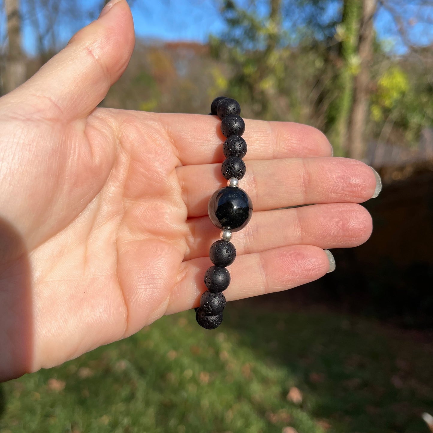 Black Jade & Lava Rock Bracelets from Guatemala - Healing Stone Beings