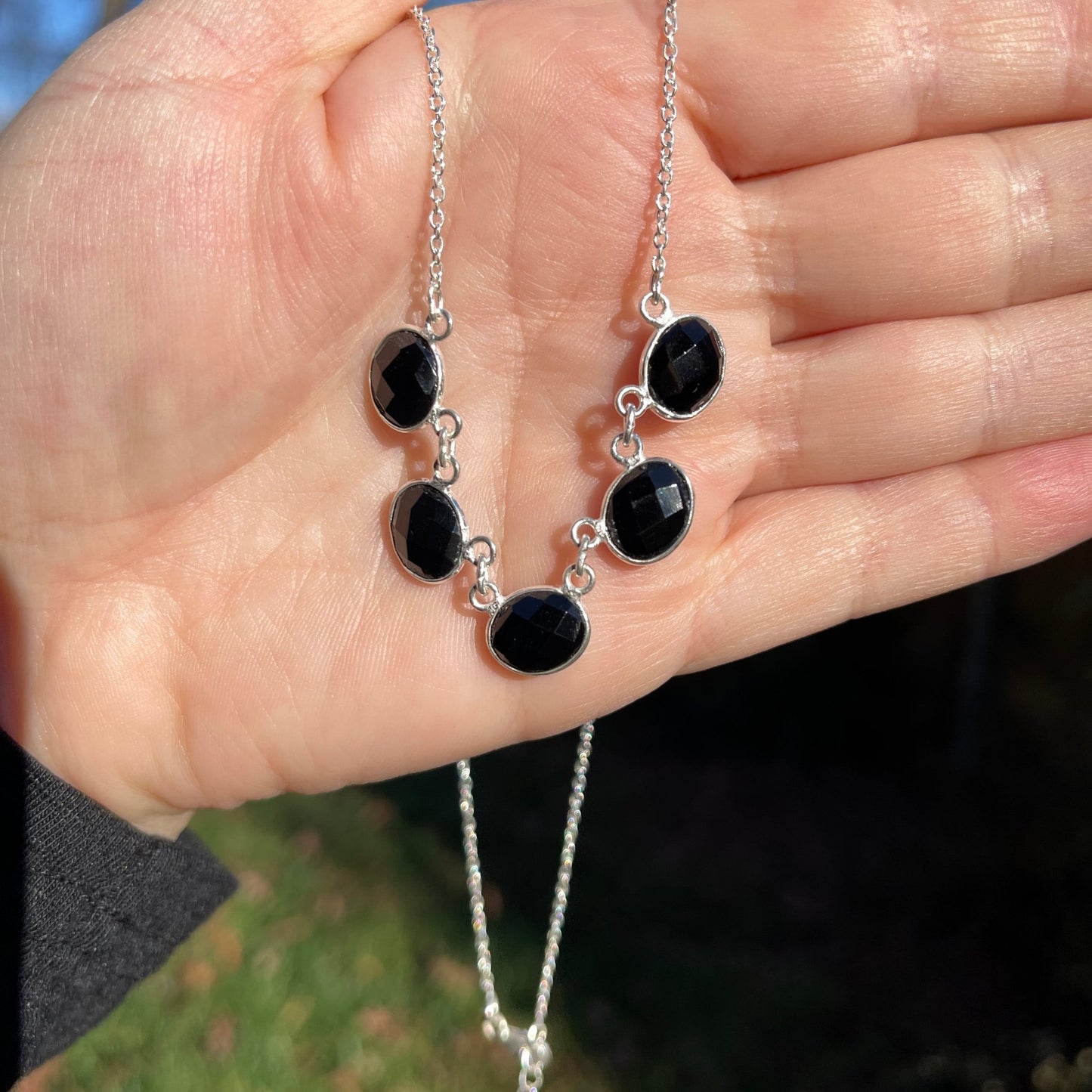 Faceted Gemstone Necklace - Onyx - Healing Stone Beings