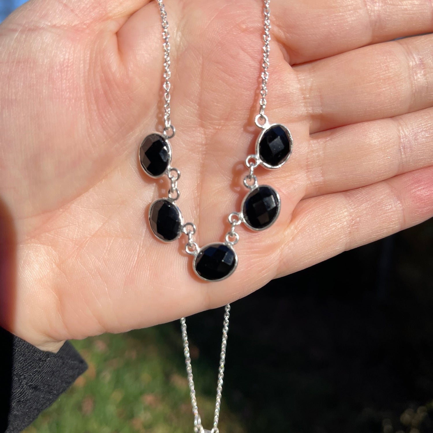 Faceted Gemstone Necklace - Onyx - Healing Stone Beings