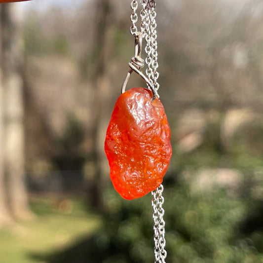 Raw Carnelian Necklace - Healing Stone Beings