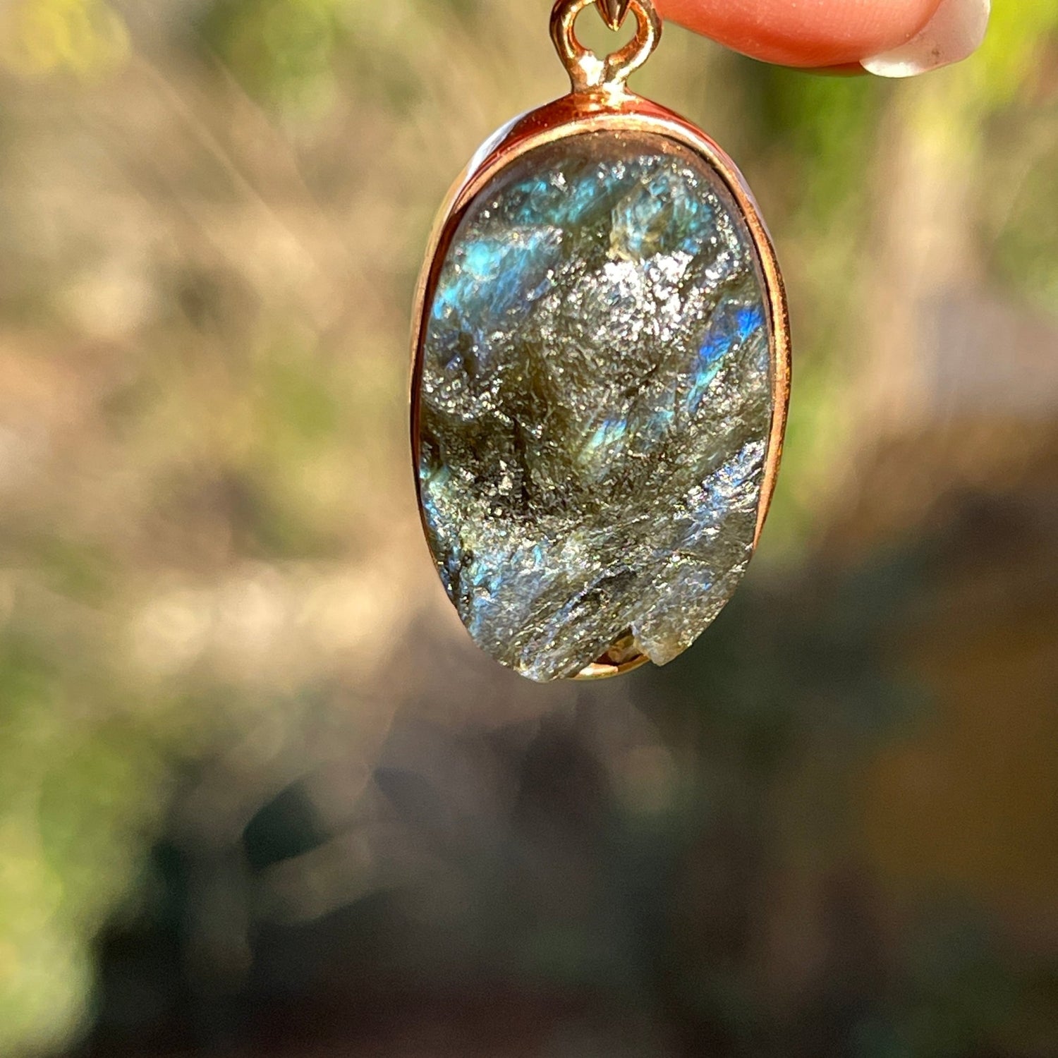 Raw Labradorite Pendants in Copper - Oval - Healing Stone Beings
