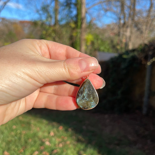 Raw Labradorite Pendants in Copper - Tear Drop - Healing Stone Beings