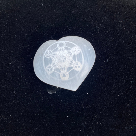 Sacred Geometry Selenite Hearts - Healing Stone Beings