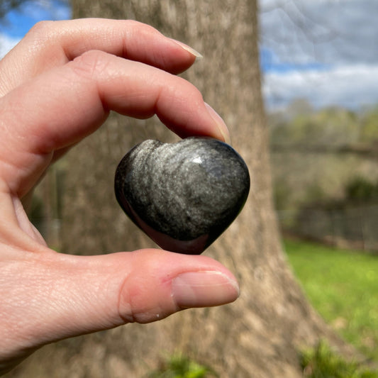 Silver Sheen Obsidian Heart - Healing Stone Beings