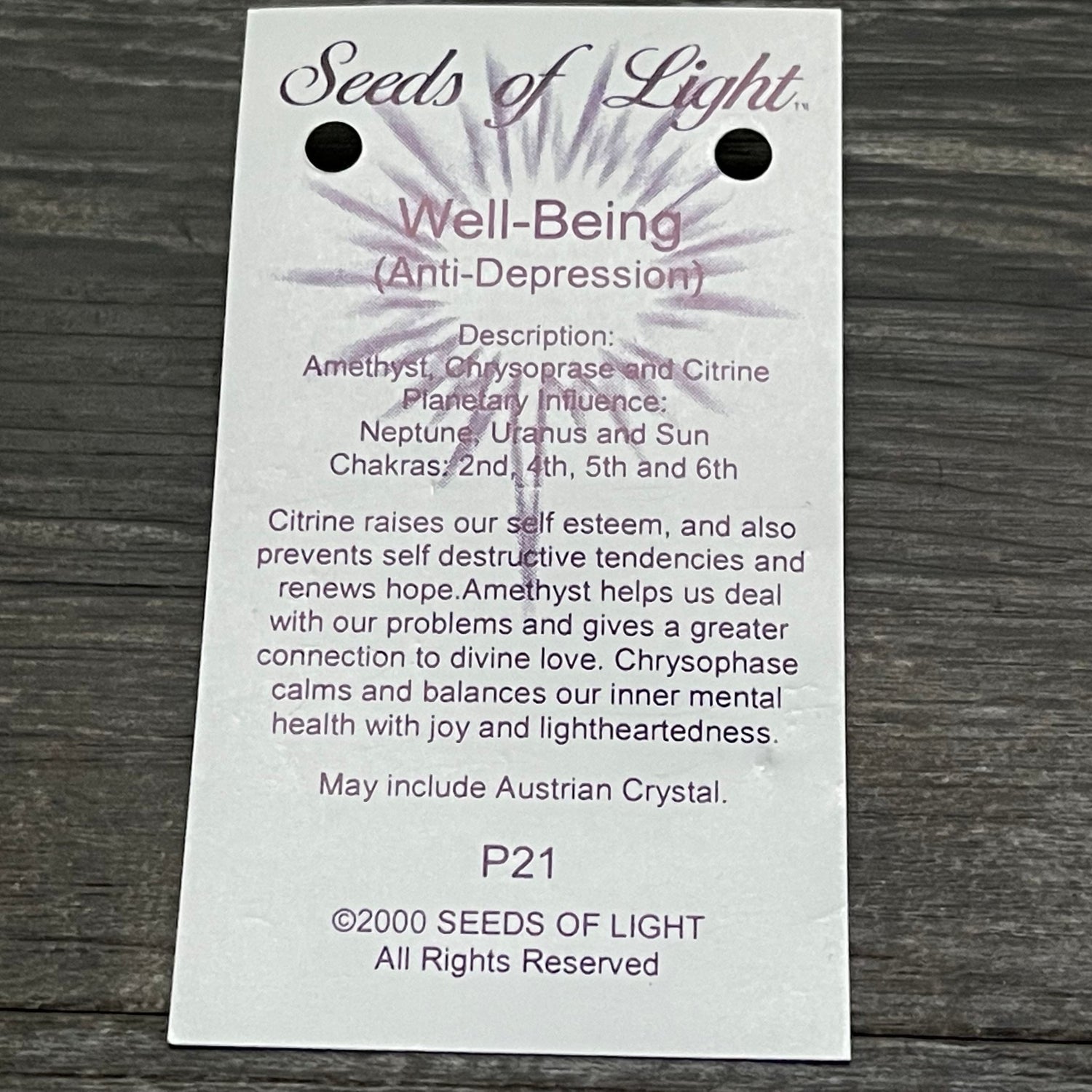 Well-Being (Anti-Sadness) Healing Pendant - Healing Stone Beings